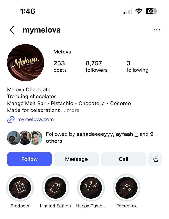 Melova Chocolate Instagram