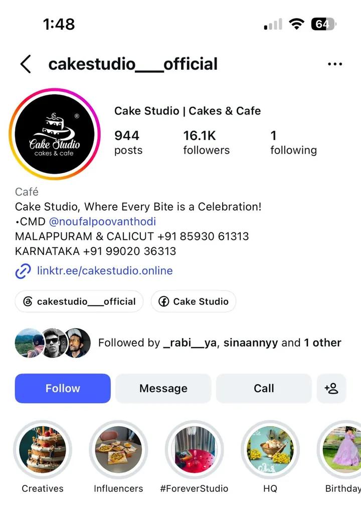 Cake Studio Instagram